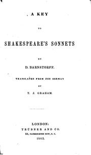 A key to Shakespeare's sonnets by D. Barnstorff