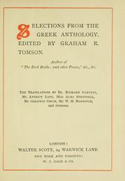 Cover of: Selections from the Greek anthology.