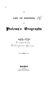 Cover of: A list of editions of Ptolemy's geography 1475-1730.