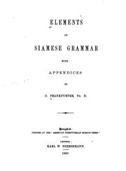 Cover of: Elements of Siamese grammar with appendices by Oscar Frankfurter