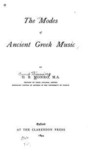 Cover of: The modes of ancient Greek music