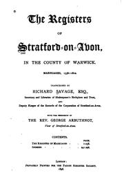 Cover of: The registers of Stratford-on Avon by Stratford-upon-Avon (Parish)