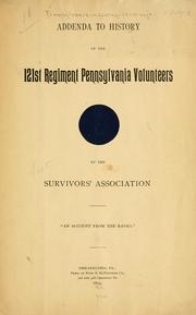 Cover of: Addenda to History of the 121st Regiment Pennsylvania Volunteers