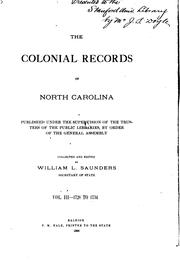 Cover of: The colonial records of North Carolina by North Carolina.