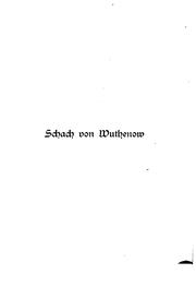 Cover of: Schach von Wuthenow: Erzählung aus der Zeit des Regiments Gensdarmes