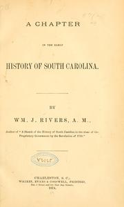 Cover of: A chapter in the early history of South Carolina.