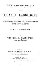 The Asiatic origin of the Oceanic Languages by D. Macdonald