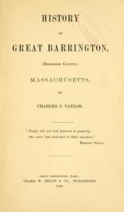 Cover of: History of Great Barrington by Charles James Taylor
