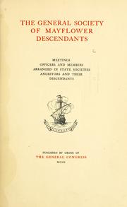 Cover of: The General society of Mayflower descendants by General Society of Mayflower Descendants
