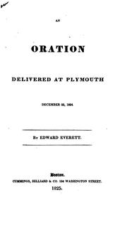 Cover of: An oration delivered at Plymouth, December 22, 1824. by Edward Everett