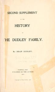 Cover of: Second supplement to the history of the Dudley family