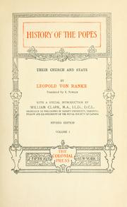 Cover of: History of the Popes by Leopold von Ranke