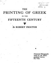Cover of: The printing of Greek in the fifteenth century by Proctor, Robert