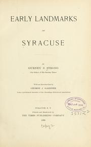 Cover of: Early landmarks of Syracuse. by Gurney S. Strong