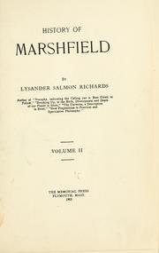 Cover of: History of Marshfield by Richards, Lysander Salmon