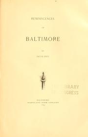 Cover of: Reminiscences of Baltimore