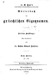 Cover of: Dr. W. Pape's Handwörterbuch der griechischen Sprache.