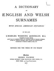 A dictionary of English and Welsh surnames by Charles Wareing Endell Bardsley
