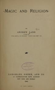 Cover of: Magic and religion. by Andrew Lang