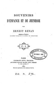 Cover of: Souvenirs d'enfance et de jeunesse by Ernest Renan