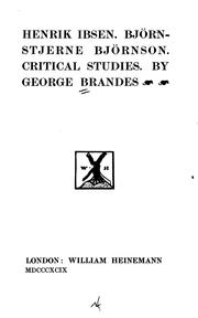 Cover of: Henrik Ibsen.: Björnstjerne Björnson. Critical studies.