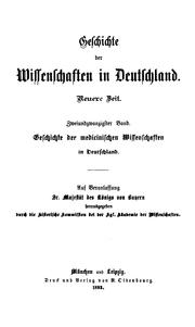 Cover of: Geschichte der medicinischen wissenschaften in Deutschland.