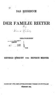 Cover of: Das Reisebuch der Familie Rieter by Hans Rieter