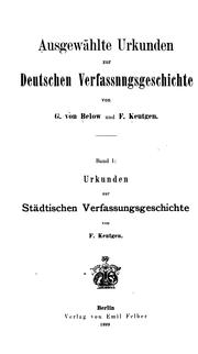 Cover of: Urkunden zur städtischen verfassungsgeschichte