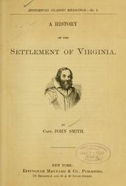 Cover of: A history of the settlement of Virginia