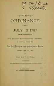 Cover of: The ordinance of July 13, 1787 by William Parker Cutler