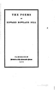 Cover of: poems of Edward Rowland Sill.