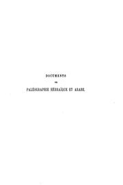 Cover of: Documents de paléographie hébraïque et arabe by Adalbert Merx