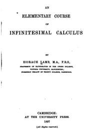 Cover of: An elementary course of infinitesimal calculus