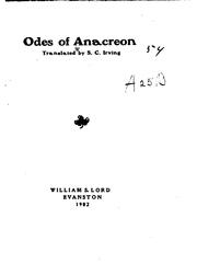 Cover of: Odes of Anacreon