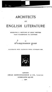 Cover of: Architects of English literature: biographical sketches of greatwriters from Shakespeare to Tennyson