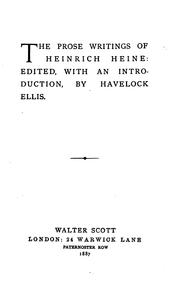 Cover of: The prose writings of Heinrich Heine