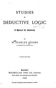 Cover of: Studies in deductive logic: a manual for students, by W. Stanley Jevons.