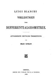 Cover of: Vorlesungen über differentialgeometrie.