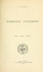 Cover of: A paper on forestry interests