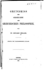 Cover of: Grundriss der geschichte der griechischen philosophie by Eduard Zeller