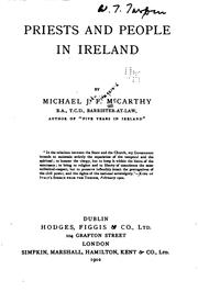 Cover of: Priests and people in Ireland by Michael J. F. McCarthy