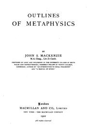Cover of: Outlines of metaphysics