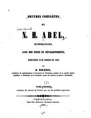 Cover of: Oeuvres complètes de N.H. Abel: mathematicien