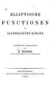 Cover of: Elliptische functionen und algebraische zahlen. by Heinrich Weber