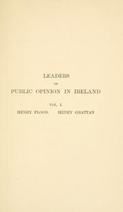 Cover of: Leaders of public opinion in Ireland by William Edward Hartpole Lecky