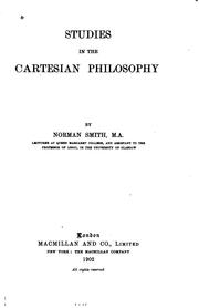 Cover of: Studies in the Cartesian philosophy