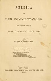Cover of: America and her commentators: with a critical sketch of travel in the United States