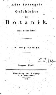 Cover of: Kurt Sprengels Geschichte der botanik.