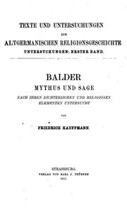 Cover of: Balder: Mythus und Sage