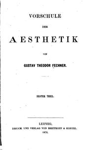 Cover of: Vorschule der Aesthetik.